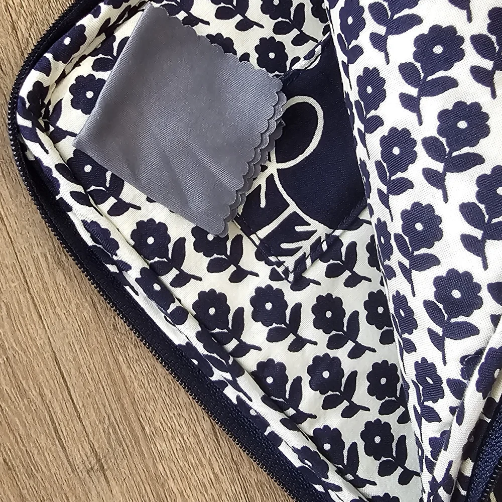 Vera Bradley Twirly Birds Navy Blue & White Quilted Sleeve E-Reader Small Tablet